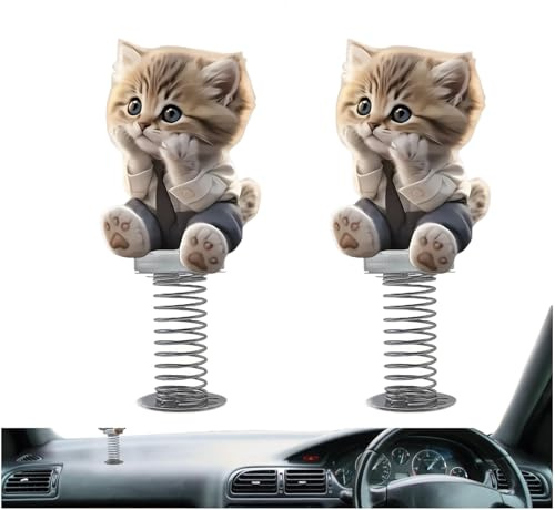 Lpoppcx 2 Unidades de decoración para el salpicadero del Coche, Gato tambaleante, para el Coche, decoración Interior de Coche, Figura de Cabeza oscilante en 2D, acrílico 2D, decoración de Cabeza