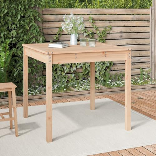 HaoChrymec Gartentisch aus Massivholz Kiefer, Robuste Tischplatte, Ideal für Balkon und Terrasse, Beistelltisch Outdoor, Loungetisch Garten, Wetterfest, 82,5 x 82,5 x 76 cm
