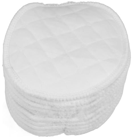 Assorbenti Lavabili per Allattamento 10 Pezzi Cotone 12 Strati | Bianco, Riutilizzabili per Gravidanza e Maternità, Design Semplice ed Elegante