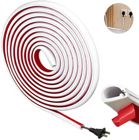 Självhäftande kabelkanal vit 6,5 m 7 mm halvcirkelformad kabellist kabelrör kabelskydd för kabelläggning på vägg och tak vit kabelarrangör av PVC för TV-kontor och hushåll