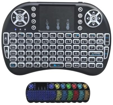 BIFANS 2.4G Wireless Mini Keyboard with Upgraded 7 Colors Backlight Memory, Touchpad Mouse, USB Receiver Remote Control for Android TV Box, Windows PC, Smart TV, Pad, Mac, Linux:i8-7C