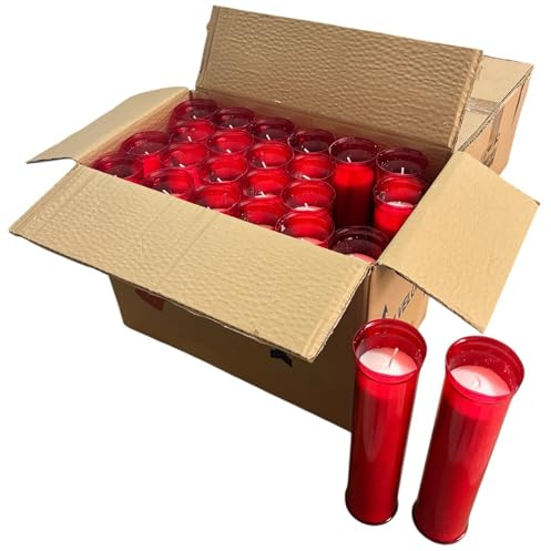 Lumar Velón Extra Largo Rojo con Salvia, Vela Cilíndrica de 26 cm de Alto, Duración 11 Días, Fabricado en España, Cera de Abejas Natural, Combustión Limpia