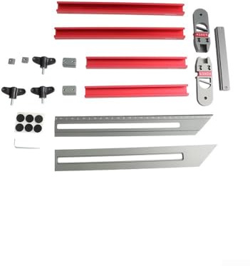 Vasiumic Treppenstufenschablone, verstellbar, Aluminiumlegierung, 45 - 150 cm, Konturenlehre, Bodenmontage, Rot