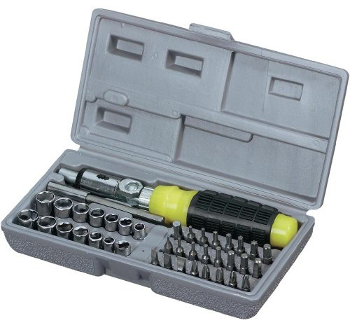 Brüder Mannesmann Bit- und Steckschlüsselsatz 1/4 41-tlg., korrosionsbeständig, kompakt und vielseitig für Haushalt, Auto und DIY-Reparaturen, in praktischer Box | M29041
