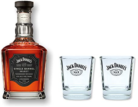 Jack Daniels Single Barrel Whiskey 0,7l 45% Set mit 2 Original Gläser