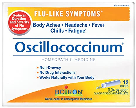 Boiron Oscillococcinum for Flu-like Symptoms Pellets, 12 Count (2 Pack)