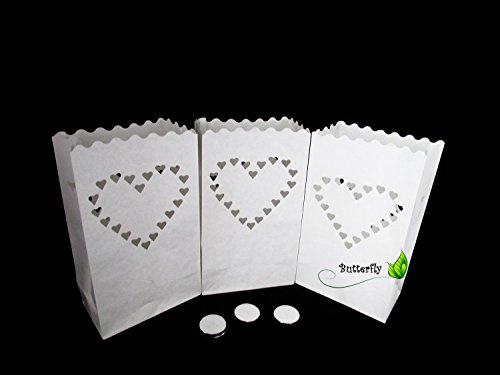Creativery 10 Kerzentüten Candlebags Deko Laterne Windlicht Lichttüten Luminarias Papier (Großes Herz)