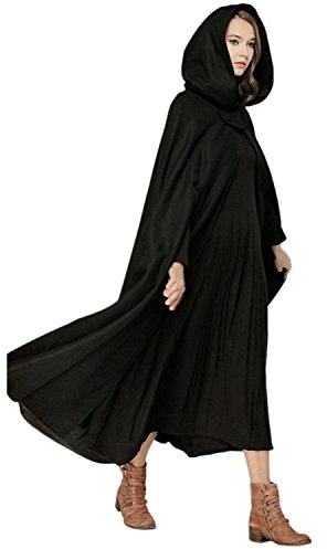 JLTPH Damen Herbst Winter Maxi Lose Umhang mit Kapuze Mantel Poncho Kap Strickpulli Longstrickjacke Trenchcoat Outwear