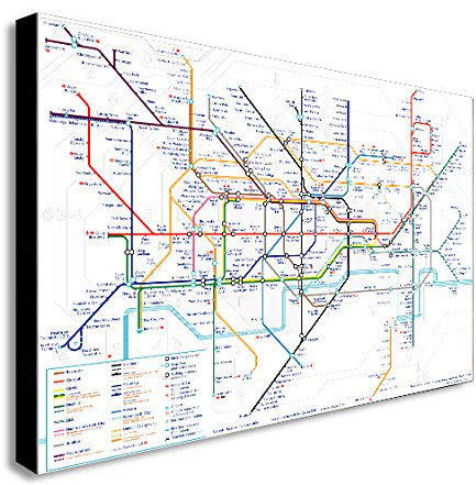 FAB Kunstdruck auf Leinwand, Motiv London Underground – verschiedene Größen (A0, 119,4 x 83,8 cm)
