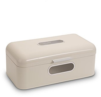 Echtwerk Panera de metal retro con ventana, para ahorrar espacio, con tapa, color crema, 42 x 24, 8 x 16,10 cm, grande