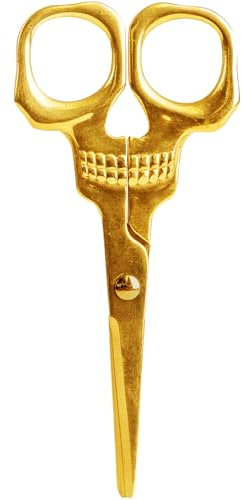 Suck UK Skull Scissors | Gothic Home Decor | Novelty Gift Halloween Stationery | Goth Office Supplies | Unique Gold Scissors | Spooky Kitchen Accessories | Skull Desk Accessories | Cool Homeware