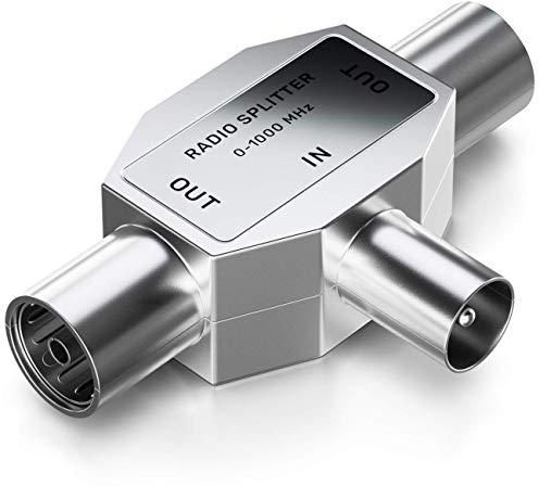 deleyCON de Distribución de Antenas T-Acoplamiento Dos Dispositivos Distribuidor para la Radio Adaptador T Acoplamiento Coaxial Toma Coaxial 2X - Plata