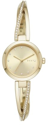 DKNY Zegarek damski Crosswalk, trzy wskazówki, stal nierdzewna, koperty 26 mm, Złoto