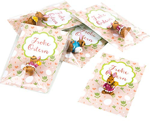 Logbuch-Verlag 5 Mini Geschenke Frohe Ostern Grußkarte + Kleiner Osterhase - Minigeschenk Kleinigkeit Mitgebsel give-Away Kinder