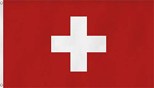 Flagge - Fahne - Hissfahne mit zwei Metallösen zur Befestigung und zum Hissen - Größe 90 x 150 cm wetterfest Farbe Schweiz