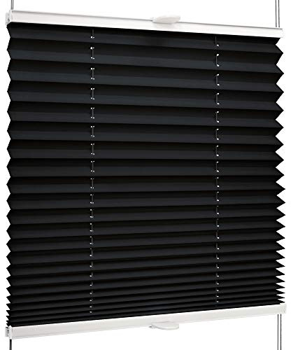 SchattenFreude Basic Klemmfix-Plissee für Fenster | Mit Klemm-Haltern | Ohne Bohren | Schwarz, Breite: 120cm x Höhe: 130cm