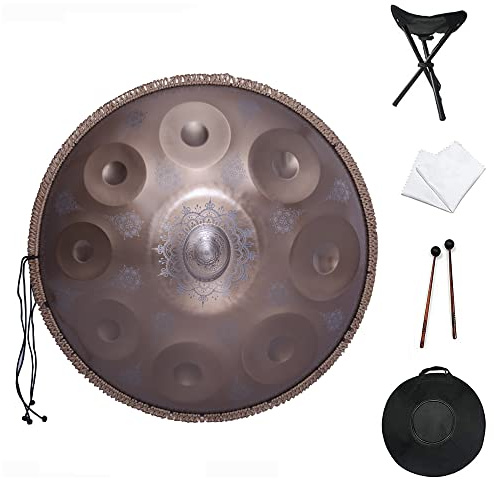 Handpan Zungentrommel 9 Notizen 18 Zoll Mandala Tank Drum Stahl Percussion Drum Instrument Mit Reisetasche,Gold