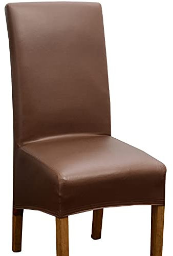 ZSXP Universal Stretch Beschützer Stuhlhusse,Stretch Stuhlhussen Für Esszimmer Braune wasserdichte Spandex Stuhl Jacquard Schonbezüge Mit Eingenähtem Elastischen Saum Für Küche, Hotel, Restaurant,