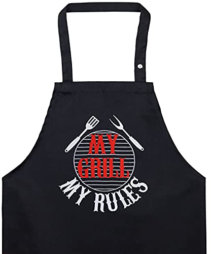 EXPRESS-STICKEREI Schürze Barbecue - mit Spruch lustige Kochschürze Grillschürze für Damen/Männer mit Gestickter Spruch Verstellbare Latzschürze Küchenschürze Geschenk Grillfan BBQ Vatertag
