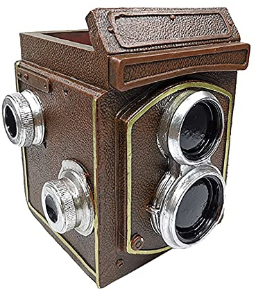 Hoothy Blumentopf Kreativität Kamera , Pflanzer Topf Blumentöpfe Nette Übertöpfe Deko Blume Container Garten Home Dekorative, Farne, glänzender Übertopf für Balkon, Wohnung 1/2PC (Braun)