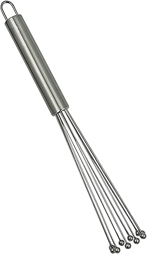 1 Pieces Wand Whisk, Mini Ball Whisk, Newness Durable Environmentally Friendly 304 Stainless Steel Ball Whisk Beater Egg Beater Manual Mixer Whisk Cooking Blender for Sauces,Eggs,Cream (10In / 25.4cm)