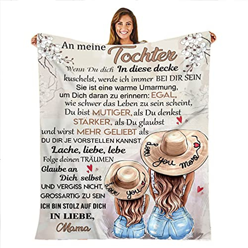 UOOYAA Kuscheldecke Personalisierte Geschenke,Decke An Meine Tochter Deutsch,Mutter zu Tochter Briefdecke,Positive Ermutigung und Liebe Töchter Flanelldecke…