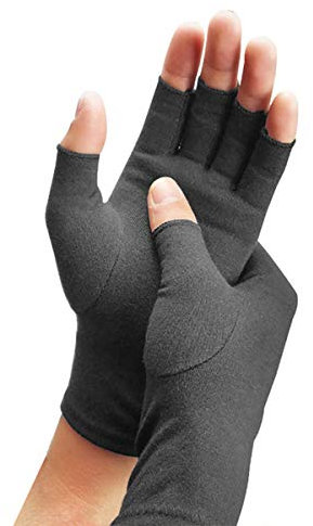 LKXHarleya Upgrade Arthritis Kompression Handschuhe für Damen Herren, Therapie Finger Handschuh, Linderung von Rheuma, Arthrose, Karpaltunnel, Dunkelgrau, Schwarz, L