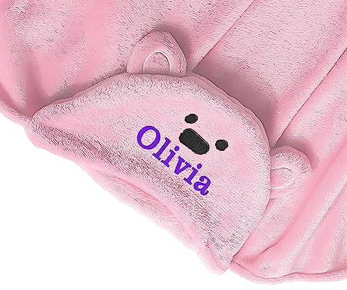 Varsany Personalisiertes Baby-Kapuzen-Badetuch mit Teddy-Ohren – 100% Polyester, weich, sehr saugfähig, atmungsaktiv, maschinenwaschbar – Baby-Handtücher für Jungen und Babys