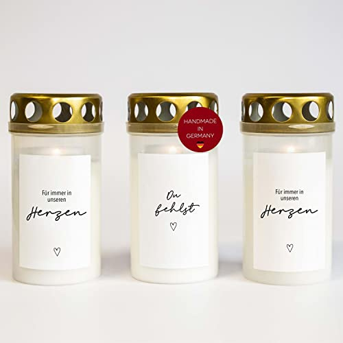 10x AUFKLEBER für GRABKERZEN Mix • Trauerkerzen • Schwarz Weiß • Sternenkind • Friedhofskerze • Motiv mit Spruch • Sticker für Grabdeko • witterungsbeständig • Größe für 3 Tage Brenndauer