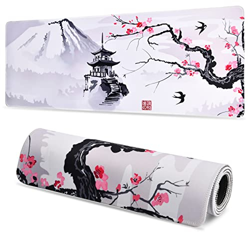 Vesaneae 800 x 300 x 3mm Mauspad Gaming Groß, Gummi Mousepad XL rutschfest Vernähte Kanten, Tischunterlage Gaming, Schreibtischunterlage Mousepad für Gaming Tisch Bürotisch (Weiß)