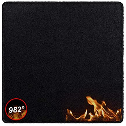 Feuerfeste Unterlage, Hitzeschutzmatte 100 x 100cm Stark 5mm Hitzebeständigkeit 982°C Lötmatte Grillunterlage Brandschutzmatte Feuerfeste Matte für Zeltofen Schweißtisch, Schwarz