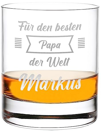 polar-effekt Whisky Glas mit Gravur 315 ml - Für den besten Papa der Welt - Tumbler Trinkglas mit Namen - Geschenk für Papa - das perfekte Männergeschenk - Geburtstagsgeschenk für Vater und Ehemann