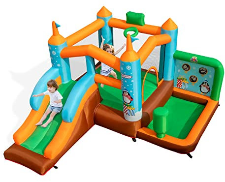 GYMAX Castello Gonfiabile per Bambini 3-12 Anni, 335 x 300 x 200 cm