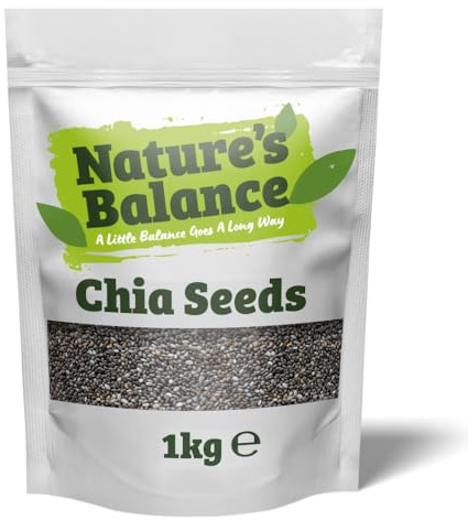 Nature's Balance Chia Seeds 1kg Raw Black Chia Seeds Omega 3 Fibre Source | Perfect for Smoothies, Baking & Everyday Nutrition