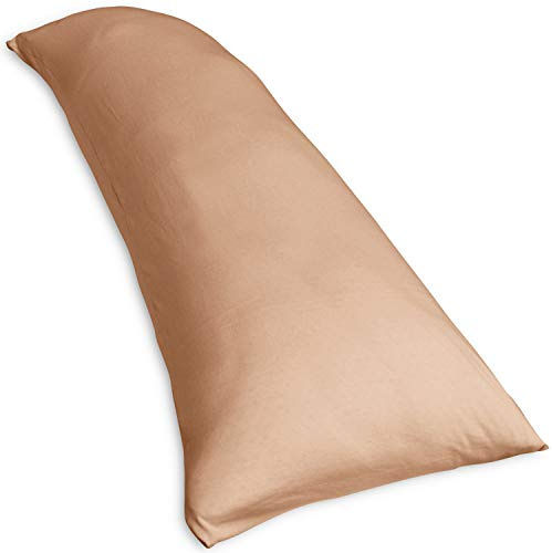 Traumreiter Seitenschläferkissen mit Bezug Baumwolle, orthopädisches Memory Foam Kissen Visco für Seitenschläfer, ca. 140x40 langes Lagerungskissen Erwachsene Side Sleeper Body Pillow (Sand Braun)