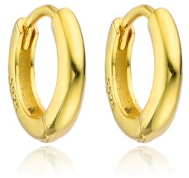 Creolen aus S925-Sterlingsilber für Damen, Mädchen, Herren, 10 mm, klein, leicht, hypoallergen – H'HELEN (10mm Farbe Gold)