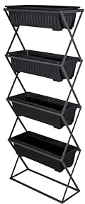 Top Home Solutions® Vertical Planter –Raised Garden Beds With 4 Removable Raised Planter Trays, Foldable Structure, Outdoor Indoor Planter Stand For Flowers, Vegetables and Herbs (Black)