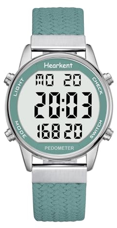Hearkent Montre podomètre pour femme, suivez les pas, le kilométrage, les calories, le compte à rebours, l'alarme et d'autres fonctions - Aucune application, charge ou Bluetooth requis - 2401