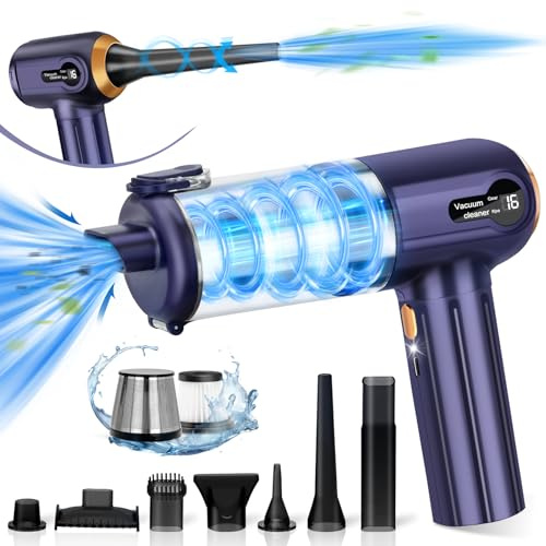 Ceboic Handstaubsauger Akku Kabellos, 16000Pa Autostaubsauger USB Aufladbar Mini Staubsauger, 4 in 1 Handsauger & Staubgebläse mit LED Licht, Tragbar Leicht Auto Staubsauger for Büro Haus Tierhaare