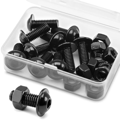 (10 Sätze) M8 x 20mm Innensechskantschrauben mit Flansch und Muttern Set,304 Edelstahl Schwarzes Oxid, Linsenkopf Schrauben, Flansch Schrauben