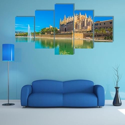 5 X Catedral De Mallorca En España Lienzo Cuadros Pinturas Murales Decoraciones De Arte (Sin marco)