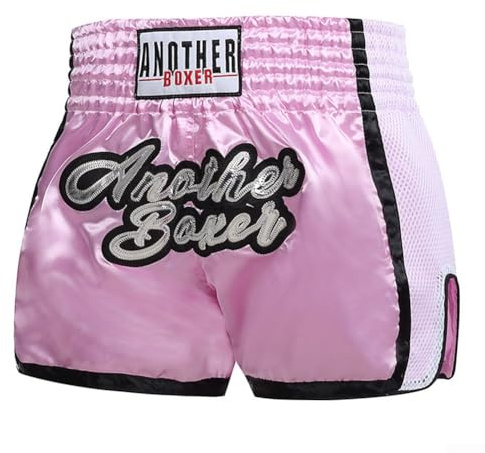 Lastdaytime Short de boxe unisexe - Short thaïlandais pour homme et femme - Coupe ajustée - Short de boxe MMA - Équipement de sport pour homme et femme - Rose M