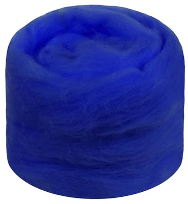 Uiopa Lana Cardata per Infeltrimento, 50g Lana Grossa in Feltro, Feltro di Lana Blu Reale per Infeltrimento Ad Ago, Infeltrimento a Umido, Decorazioni, Artigianato