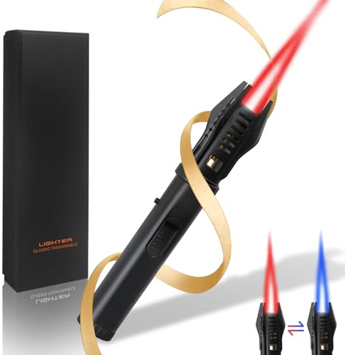 Lamsen Lightsaber Torch Lighter – Butane Refillable Kitchen Torch, Adjustable Flame Torch, Windproof Blow Torch, Safety Lock, for BBQ, Brulee, Cooking – Unique Lighter Gift for Fest(Gas Not Included)