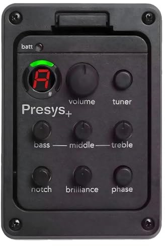 Piezo Pickup Onboard Preamp 4 Band Akustikgitarre Pickup Preamp EQ Tuner Mic Blend Preamp Gitarrenzubehör(2PCS)