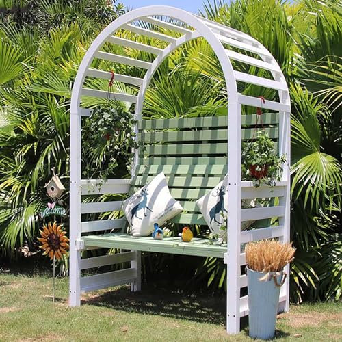 Banc de jardin en bois - Pergola - Banc de terrasse extérieur 3 places pour vigne et plantes grimpantes - Design en bois naturel pour décoration de jardin