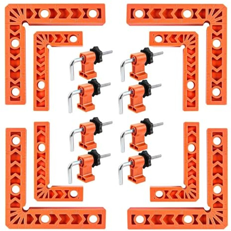 Juego de 8 abrazaderas de esquina para carpintería para un posicionamiento preciso de 90 grados de muebles, carpintería, cuadrados de posicionamiento en ángulo recto