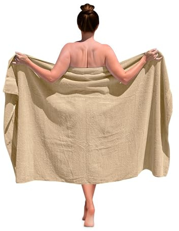altego Toalla de baño grande, 100 x 180 cm, calidad superior, 100% algodón, toalla de baño grande, toalla de ducha, toalla de sauna (beige)