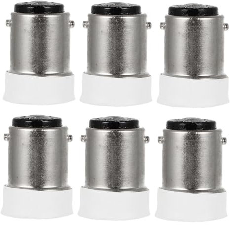 SHINEOFI Lot de 6 Adaptateurs de Douille B15d vers E14, Pièces de Luminaire en Cuivre, Remplacement Fiable pour Lampes de Bureau et Maison
