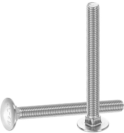 sourcing map 10 pernos de carro, M8 x 80 mm, acero inoxidable 18-8 (304), cabeza redonda, cuello cuadrado, tornillo para accesorios de fijación, color plateado